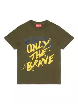 Diesel Kids футболка Only The Brave с логотипом, зеленый