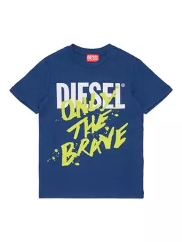 Diesel Kids футболка Only The Brave с логотипом, синий