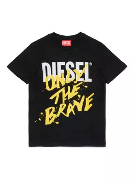 Diesel Kids футболка Only The Brave с логотипом, черный