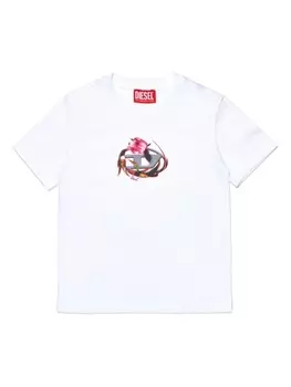 Diesel Kids футболка с цветочным принтом, белый
