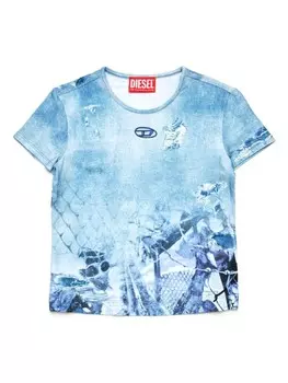 Diesel Kids футболка с графичным принтом, синий