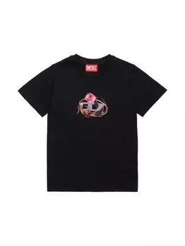 Diesel Kids футболка с логотипом, черный