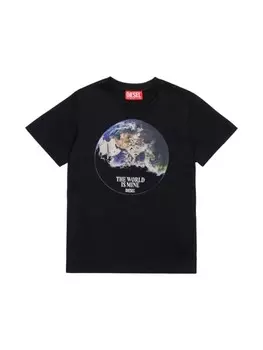 Diesel Kids футболка с логотипом, черный