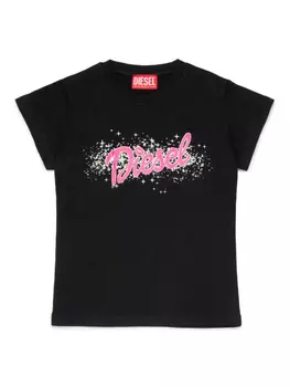 Diesel Kids футболка с логотипом, черный