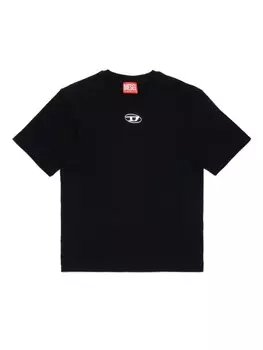 Diesel Kids футболка с логотипом Oval D, черный