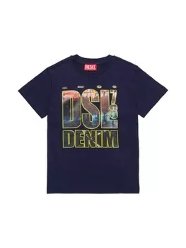 Diesel Kids футболка с логотипом, синий