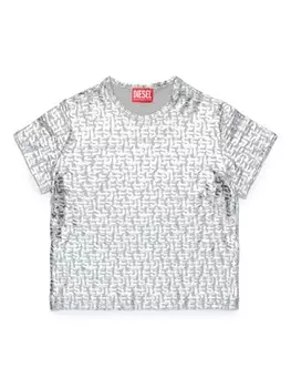 Diesel Kids футболка с монограммой, серый