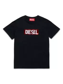 Diesel Kids футболка с пайетками, черный