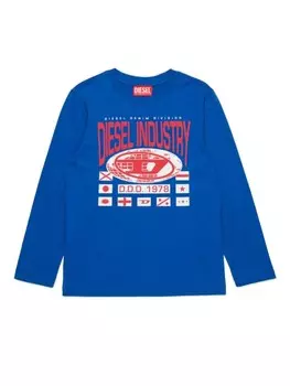 Diesel Kids футболка с принтом Diesel Industry, синий