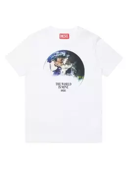 Diesel Kids футболка с принтом Earth, белый