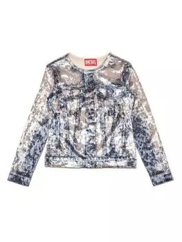 Diesel Kids футболка с принтом из денима Clauvet, синий