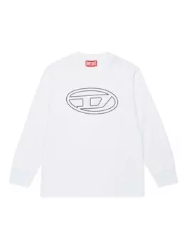 Diesel Kids футболка с принтом логотипа Oval D, белый