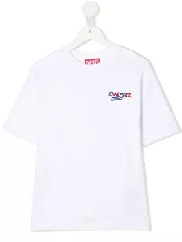 Diesel Kids футболка с вышитым логотипом, белый
