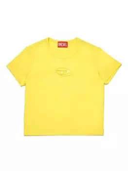 Diesel Kids футболка с вышитым логотипом Oval D, желтый