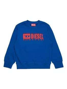Diesel Kids хлопковая толстовка с логотипом, синий
