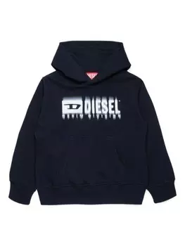 Diesel Kids хлопковая толстовка с логотипом, синий