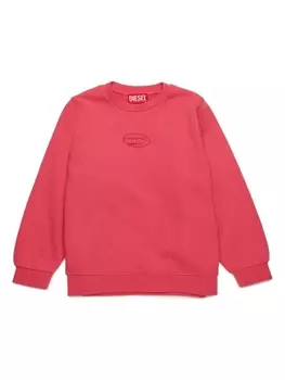 Diesel Kids хлопковая толстовка с вышитым логотипом, красный