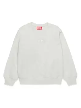 Diesel Kids хлопковая толстовка с вышитым логотипом, белый