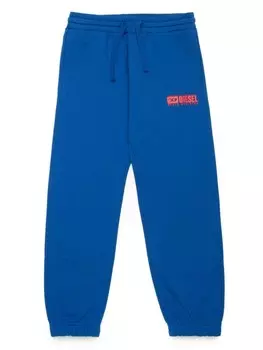Diesel Kids хлопковые спортивные брюки с логотипом, синий