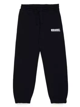 Diesel Kids хлопковые спортивные брюки с логотипом, черный