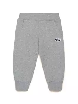 Diesel Kids хлопковые спортивные брюки с вышитым логотипом, серый