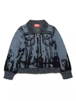 Diesel Kids кардиган на молнии с эффектом тромплей, синий