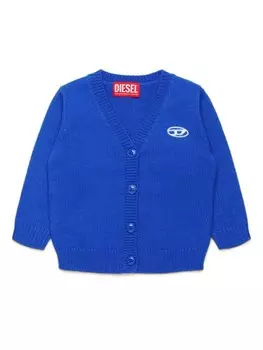 Diesel Kids кардиган с вышитым логотипом, синий