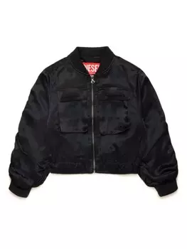 Diesel Kids куртка-бомбер из атласного плетения, черный