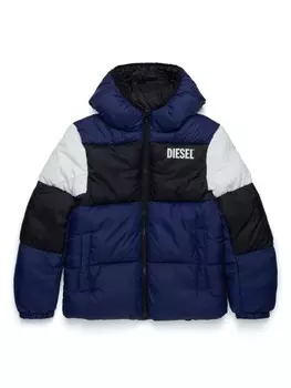 Diesel Kids куртка с капюшоном и логотипом, синий