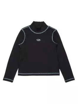 Diesel Kids лонгслив с контрастной строчкой, черный