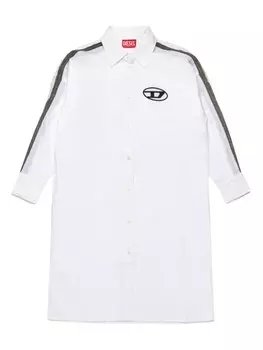 Diesel Kids платье-рубашка с вышивкой Oval D, белый