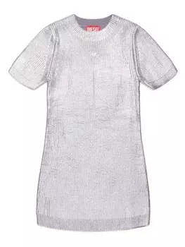 Diesel Kids платье с эффектом металлик, серебристый