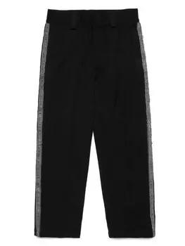 Diesel Kids прямые брюки со вставками из денима, черный