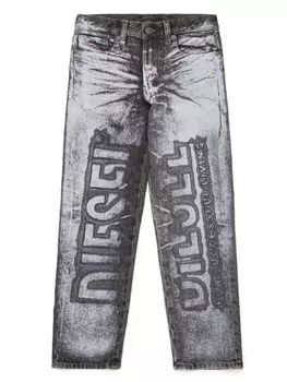Diesel Kids прямые джинсы с логотипом, серый