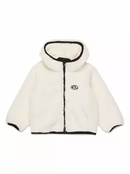 Diesel Kids пуховик с капюшоном и логотипом, белый
