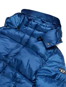 Diesel Kids пуховик с капюшоном и логотипом, синий
