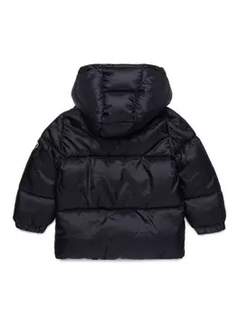 Diesel Kids пуховик с капюшоном и нашивкой-логотипом, черный
