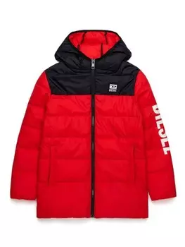 Diesel Kids пуховик с логотипом, красный