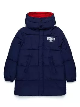 Diesel Kids пуховик с логотипом, синий