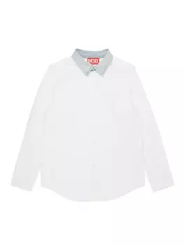 Diesel Kids рубашка с длинным рукавом и воротником из денима, белый