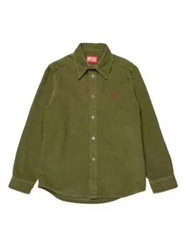 Diesel Kids рубашка с вышитым логотипом, зеленый