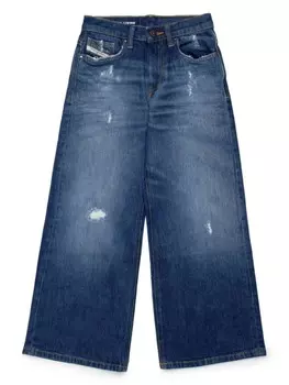 Diesel Kids рваные джинсы прямого кроя, синий