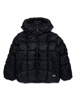 Diesel Kids стеганая куртка в клетку, черный