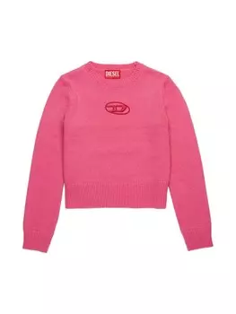 Diesel Kids свитер с вышитым логотипом, розовый