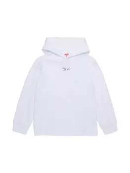 Diesel Kids толстовка с капюшоном и аппликацией-логотипом, белый