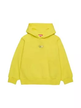 Diesel Kids толстовка с капюшоном и аппликацией-логотипом, желтый