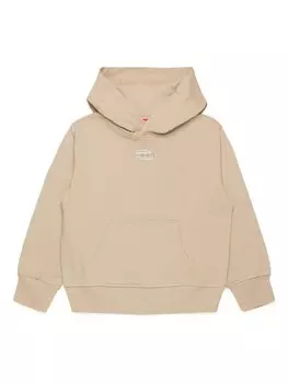 Diesel Kids толстовка с капюшоном из хлопка с логотипом, нейтральный цвет