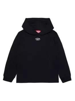 Diesel Kids толстовка с капюшоном из хлопка с логотипом, черный