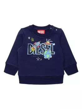 Diesel Kids толстовка с логотипом, синий