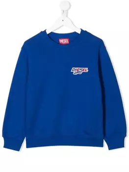 Diesel Kids толстовка с вышитым логотипом, синий